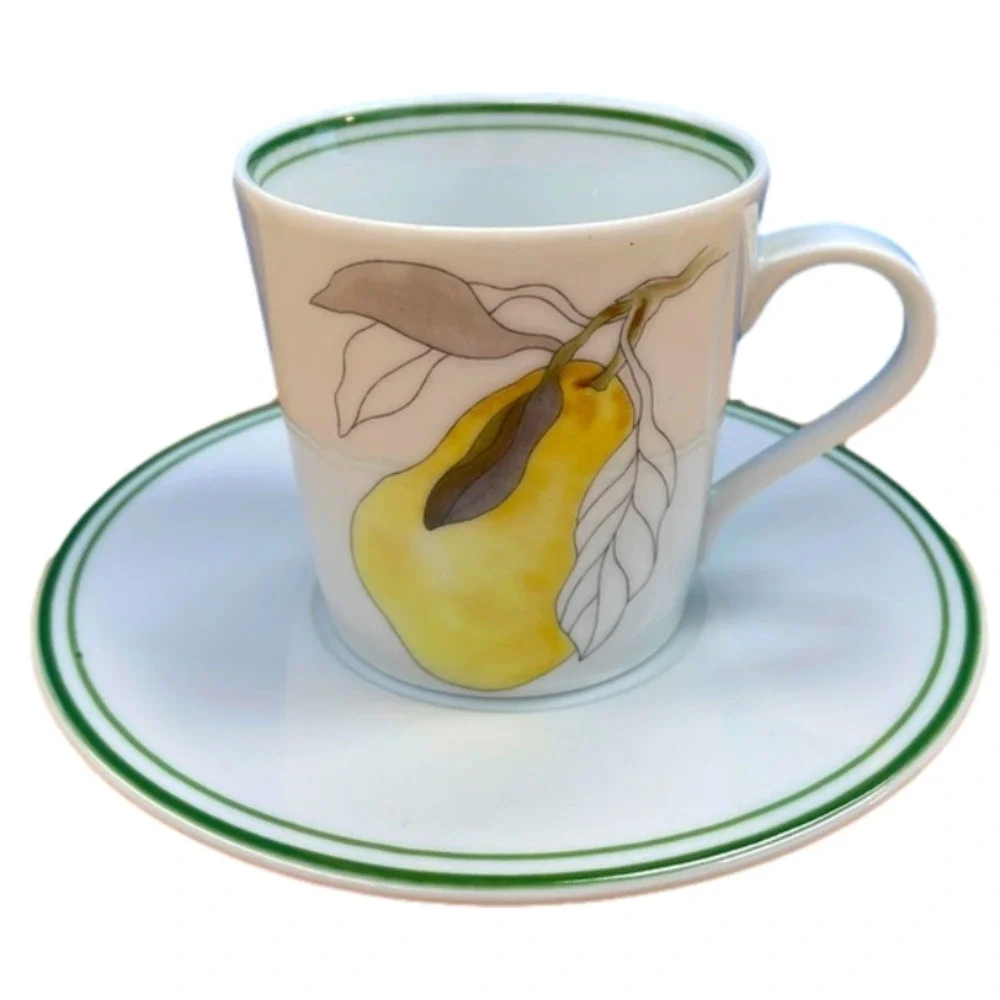 𝅺SET of 4 demitasse cups and plates made in Portugal by Block Spal in 1984